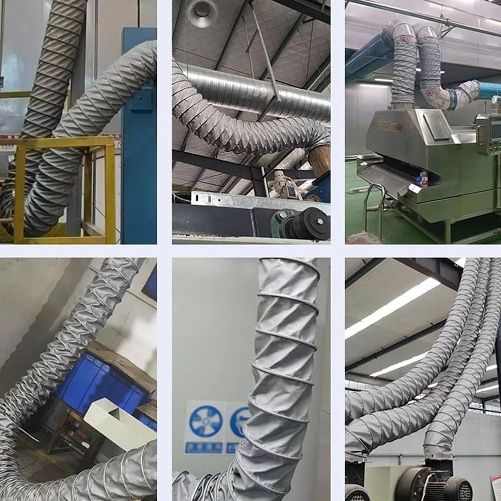 Manguera para conductos, Manguera Flexible de 4 m, de 3 a 8 Pulgadas, conducto de ventilación HVAC de Fibra de Vidrio ignífugo para Horno de RV, Flujo de Aire Directo, Resistencia a Altas te
