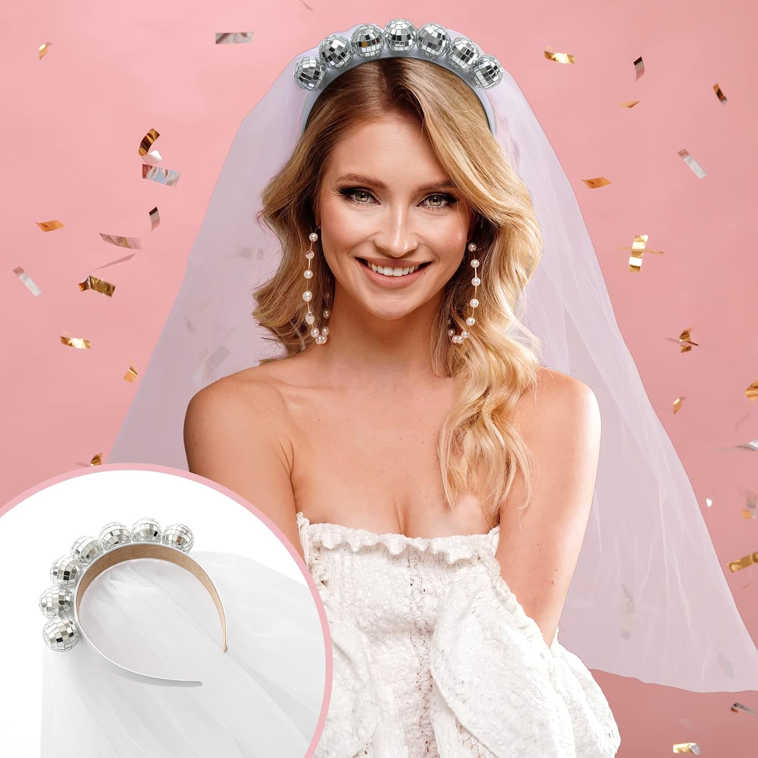 Pop Fizz Designs Last Disco Bachelorette Party Veil for Brides