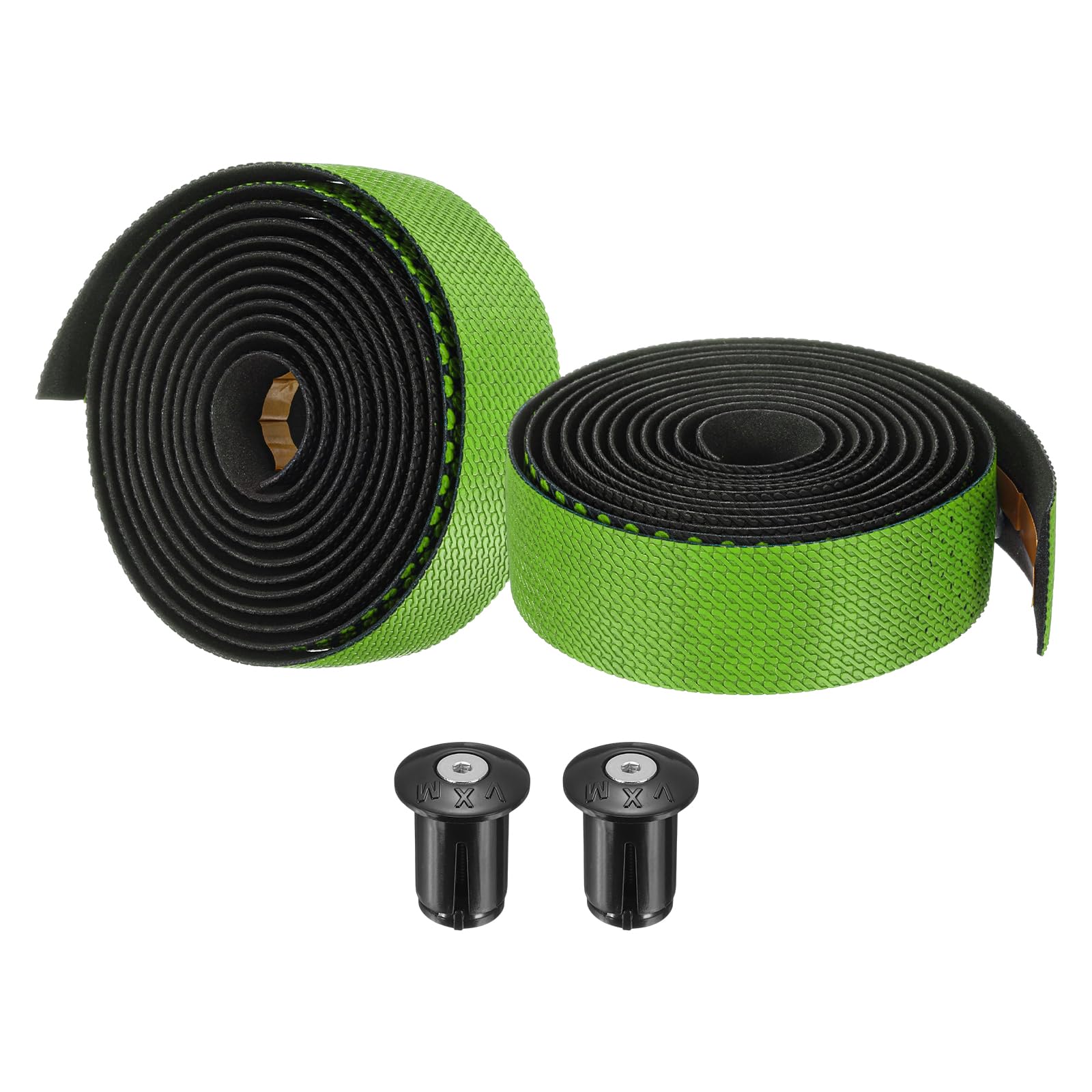 PATIKIL PU EVA Bike Handlebar Tape, 1 Pair Soft Bicycle Bar Tape One Size with End Plugs & Adhesive Backs for Road Cycling Folding, Green
