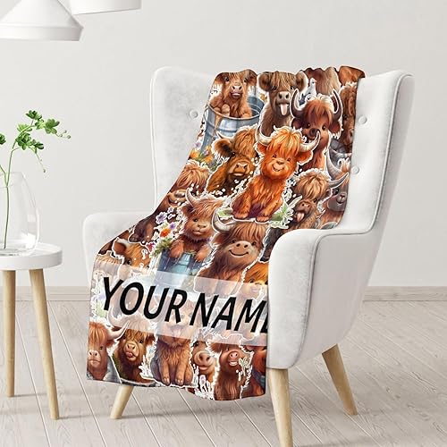 Miniatura 2 de Manta personalizada con nombre para niños, suave, mullida y acogedora, 40 x 50 pulgadas, tamaño cuna, para sofá, oficina, color marrón, lindas