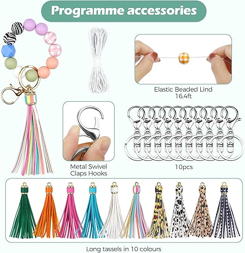 Miniatura 3 de FIVEIZERO Juego de 221 cuentas de silicona para hacer llavero, múltiples estilos y formas, cuentas de silicona de 0.591 in a granel