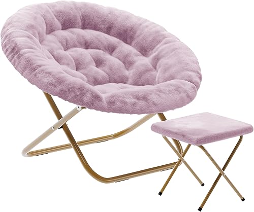 Miniatura 18 de Flash Furniture Gwen - Silla plegable de gran tamaño, silla de luna de piel sintética negra, marco de metal negro, silla plegable portátil de 38