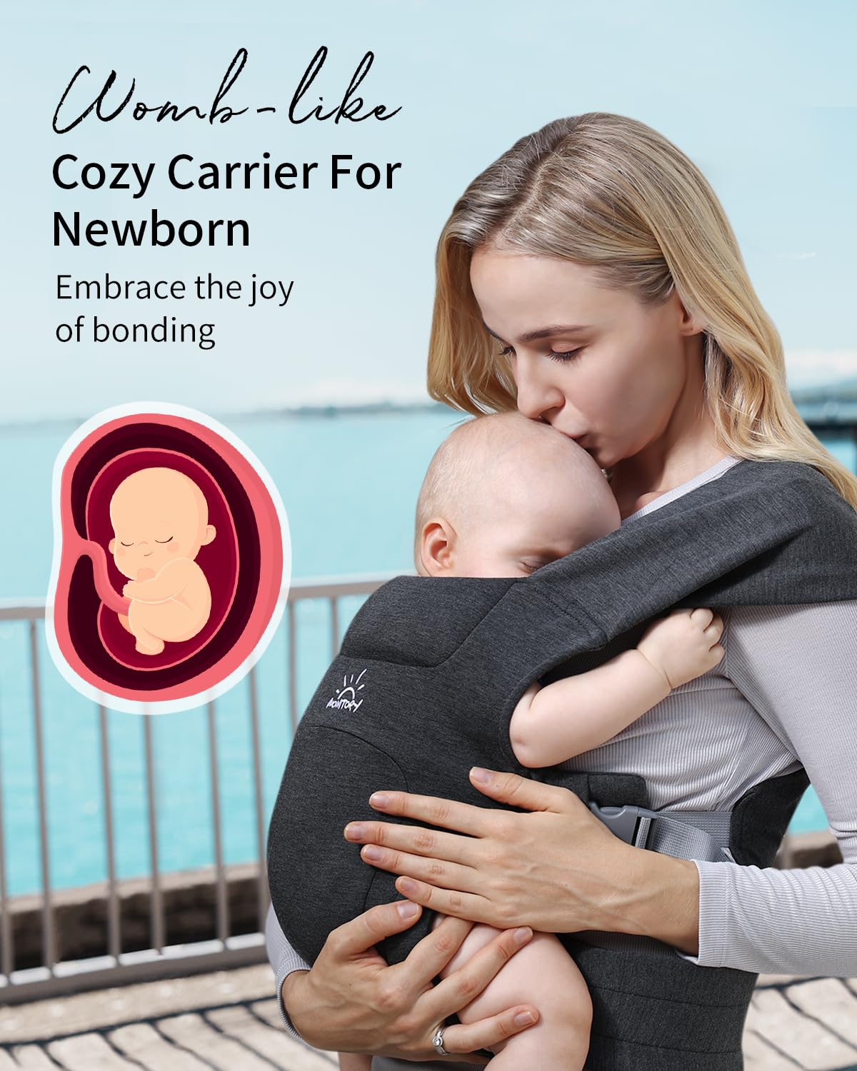 Newborn Carrier, Baby Carrier, Cozy Baby Wraps Carrier(7-25lbs), with Hook&Loop for Easily Adjustable, Soft Fabric, Deep Grey Newborn Carrier, Baby Carrier, Cozy Baby Wraps Carrier(7-25lbs), with Hook&Loop for Easily Adjustable, Soft Fabric, Deep Grey
