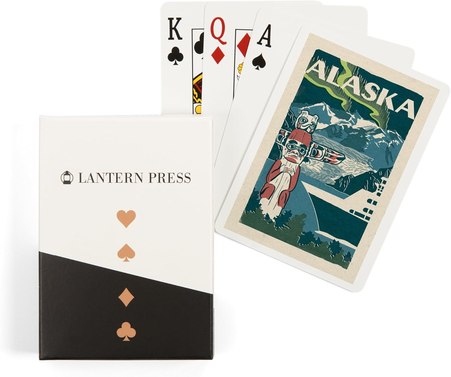 Lantern Press Alaska, Woodblock, 52 Playing Cards for Adults, Poker Size Card Deck