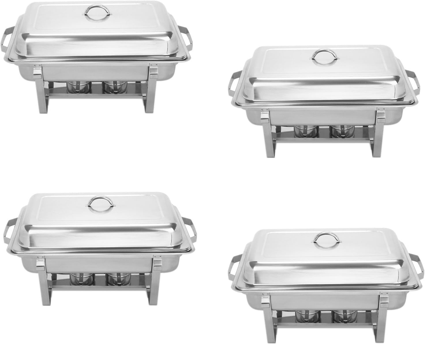 BestEquip Chafing Dish Set 4 Pack 8 Quart Chafer Dish Set Full Size Stainless Steel Chafer with Foldable Frame (pack of 4)