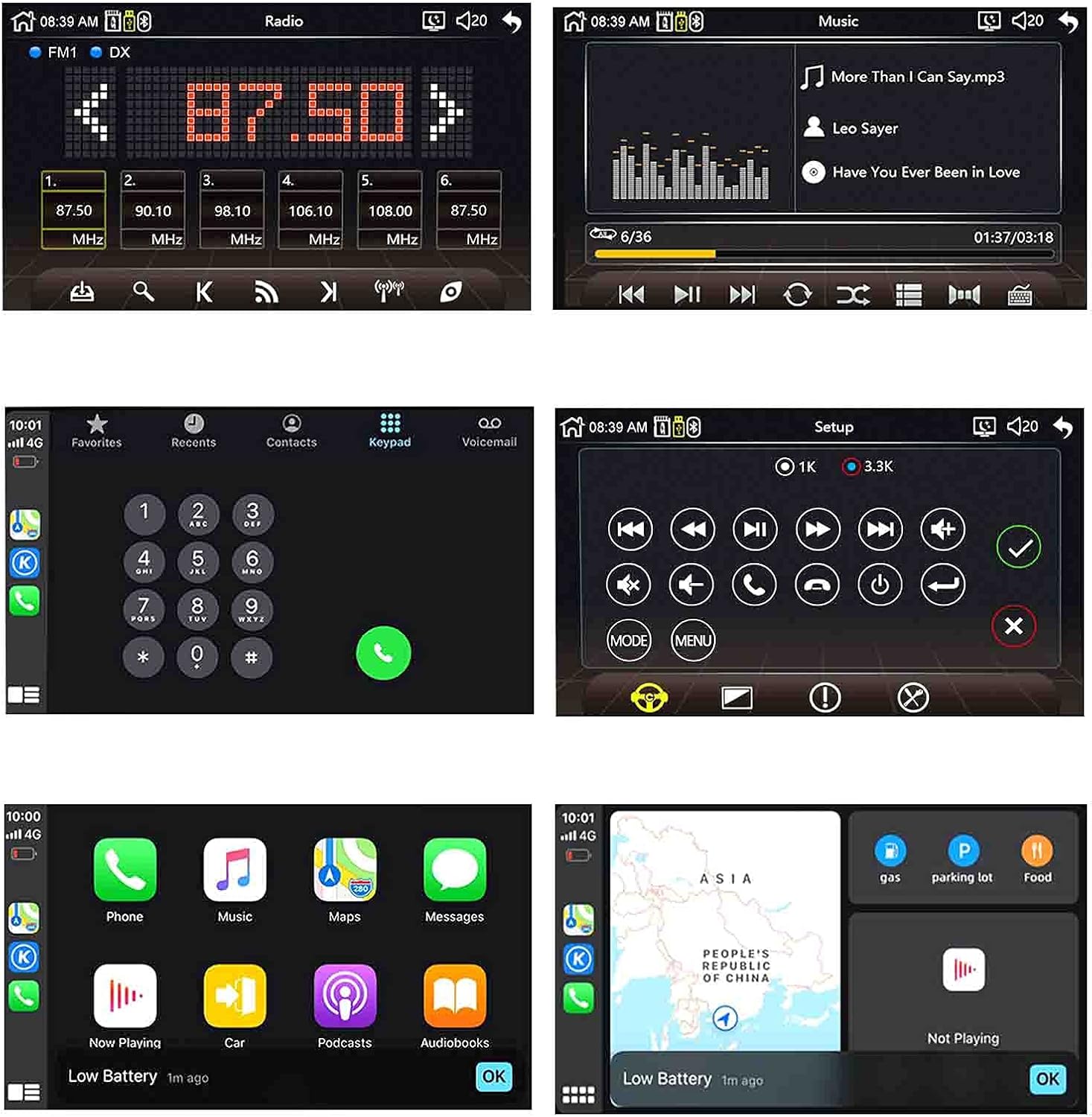 Binize 7 Inch Double Din Car Stereo Support Carplay and Android Auto , Touch Screen MP5 Multimedia Play Support FM/AM/Bluetooth/Mirror Link/Backup Camera Input/AUX-in Port/USB Port/Remote : Electronics