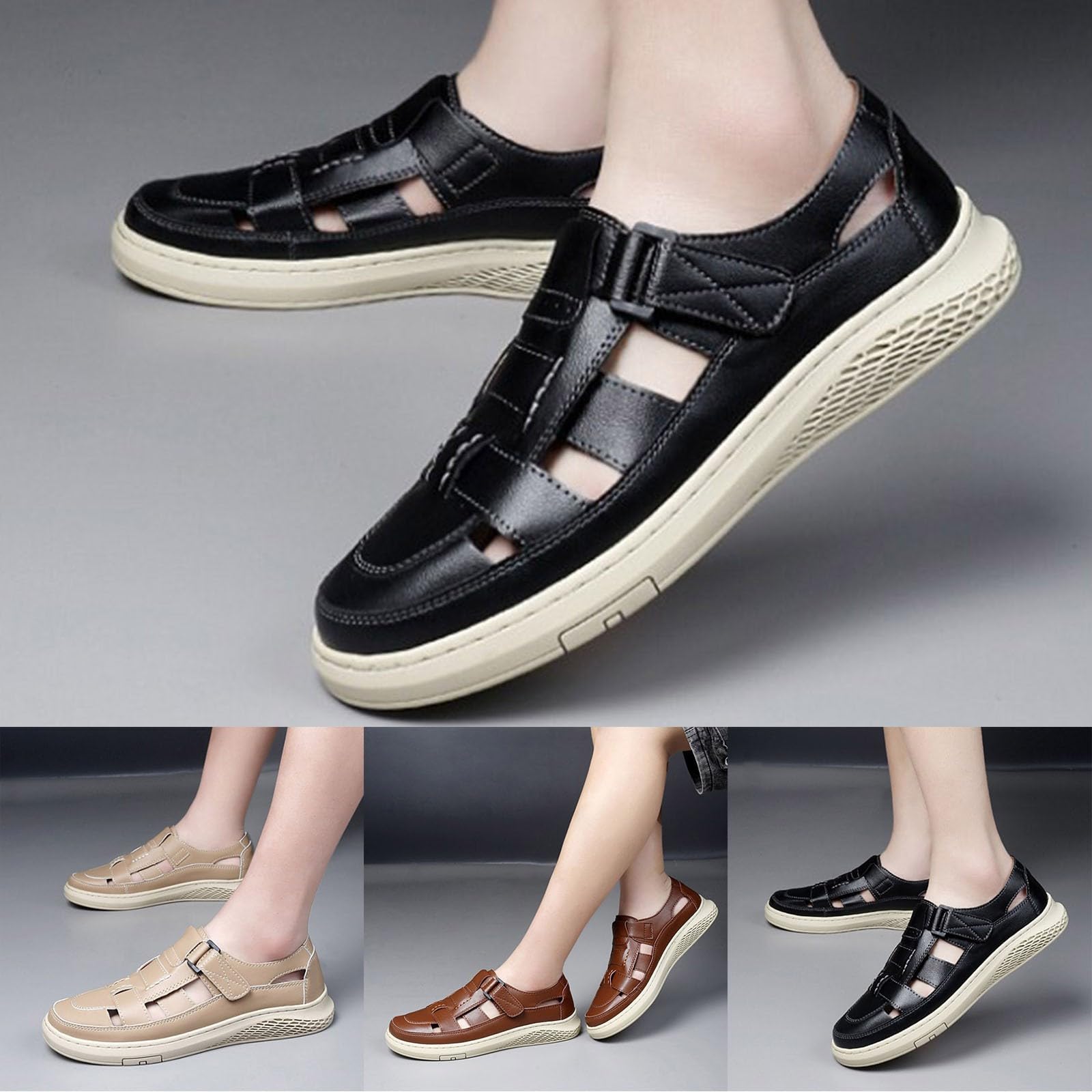 Scarpe basse ortopediche da uomo, casual, con plateau, scarpe estive, traspiranti, per il tempo libero, comode e leggere, sandali da trekking, per vacanze, spiaggia, scarpe estive