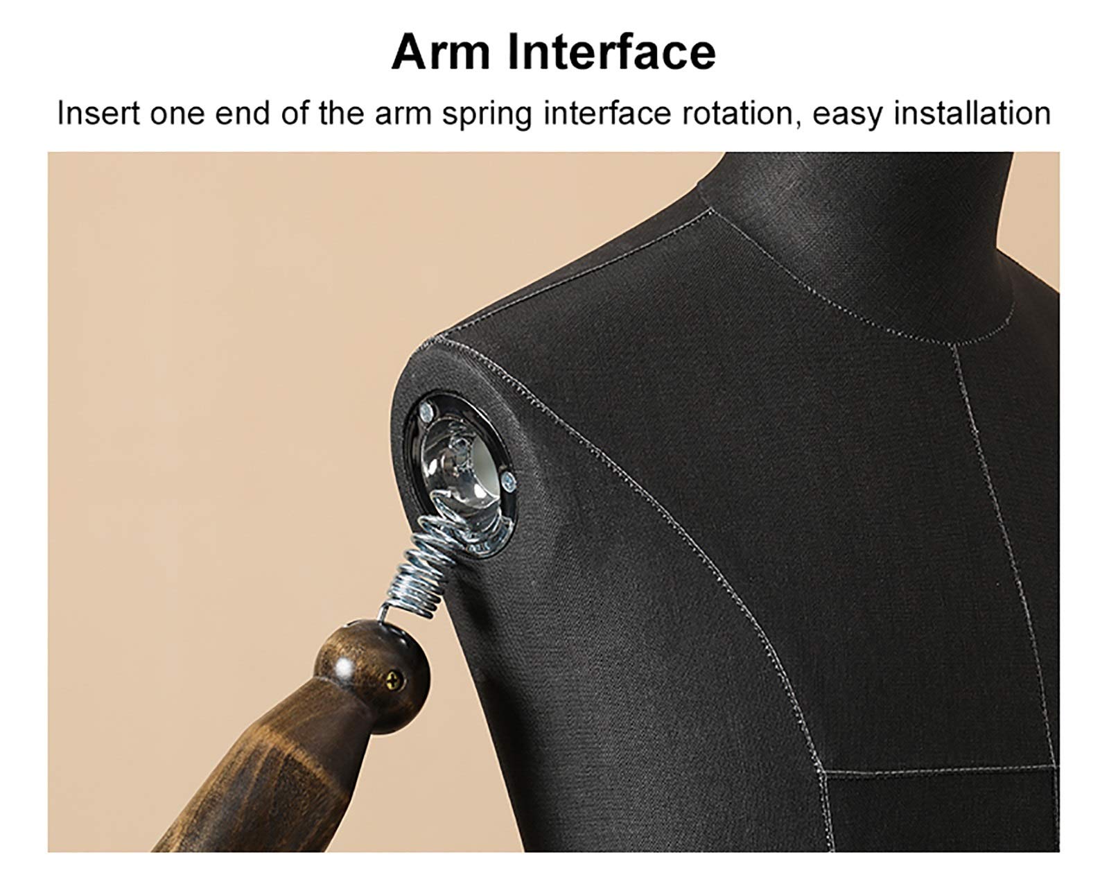 Mężczyźni ubierają kształt tułowia z dużą drewnianą podstawą, męski manekin regulowany, okno sklepu/studia/ubrania do ekspozycji w domu(With Arms)