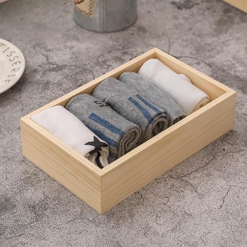Miniatura 6 de Paquete de 4 cajas organizadoras de madera sin terminar, caja de madera rectangular de 6 x 4 x 2.4 pulgadas, caja de madera natural rústica para