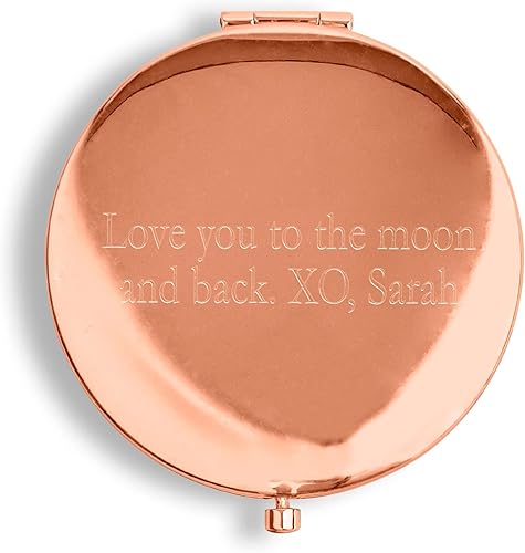 Miniatura 2 de WEDDINGSTAR Espejo compacto personalizado grabado personalizado, oro rosa, corazón dulce