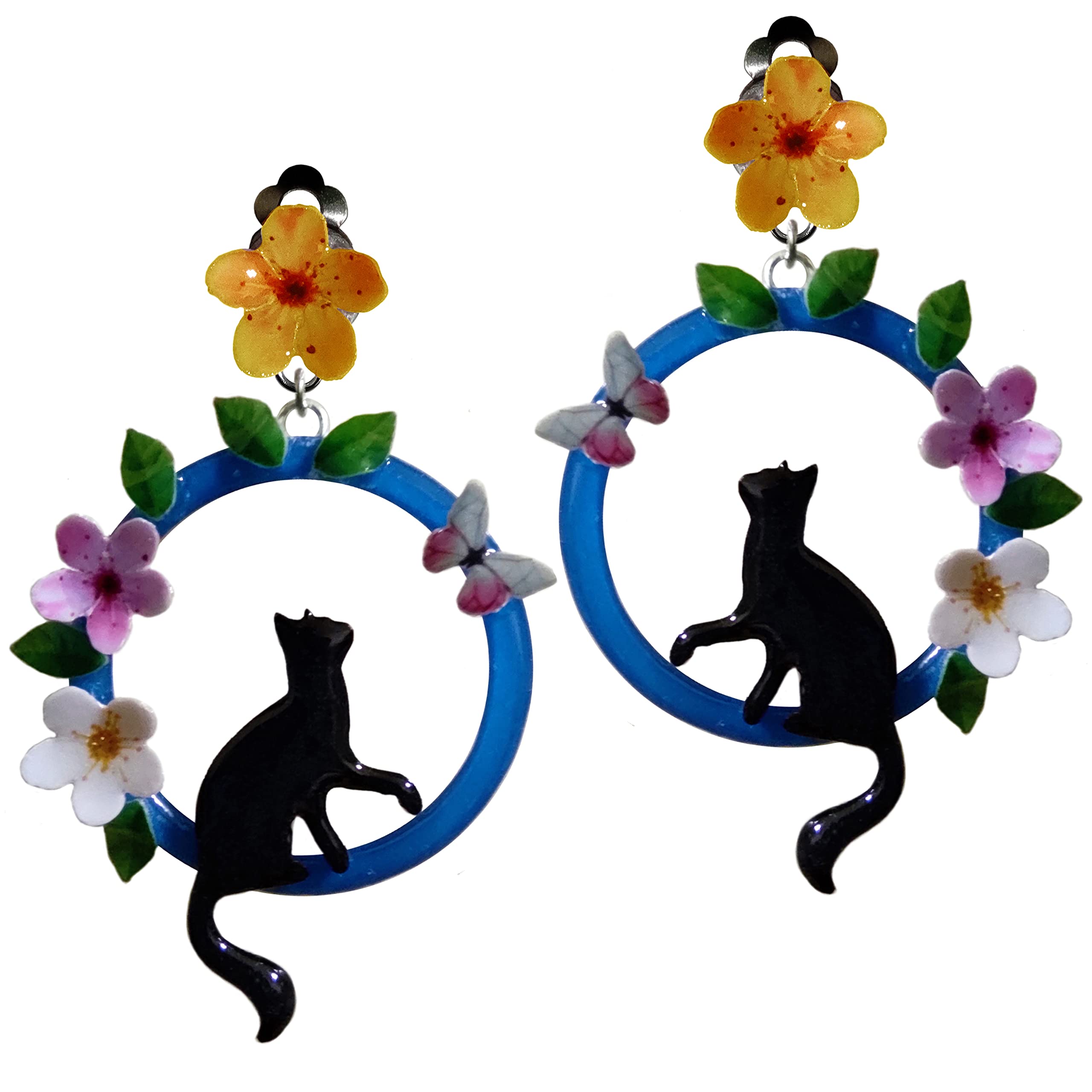 ORECCHINI GATTO CON FARFALLA CON CLIPS