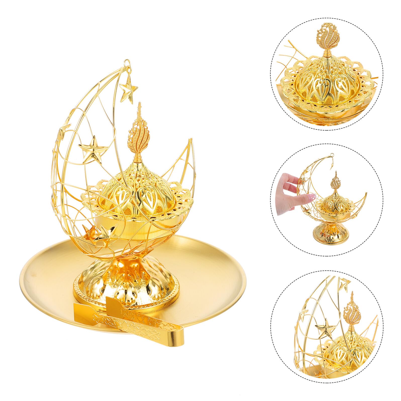 Goldene Metall Räucherpfanne als Halter Satz für Eid Deko