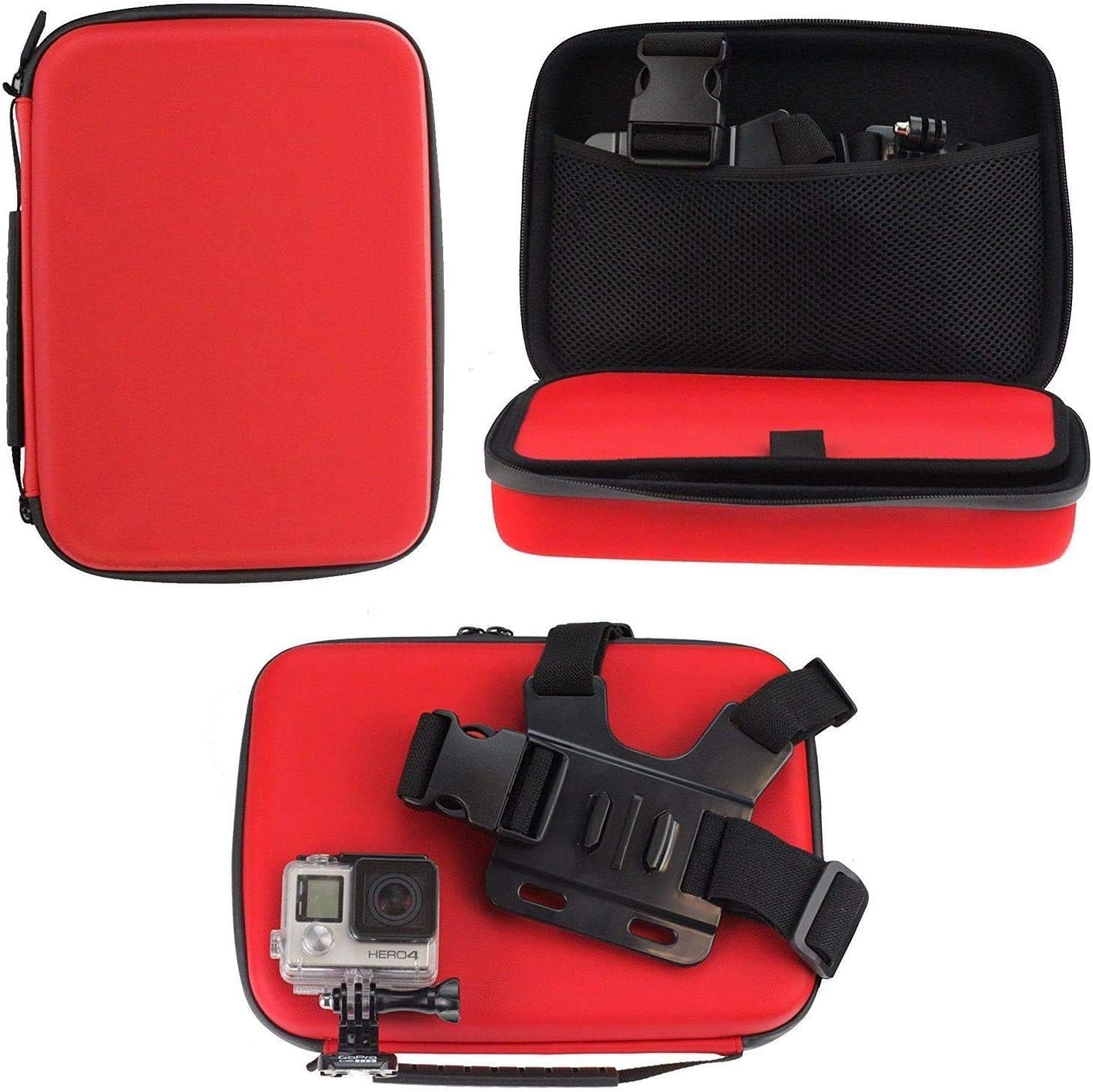 Navitech Red Heavy Duty Robust Action Camera Hard Case - Compatible With The DR.Q Action Camera
