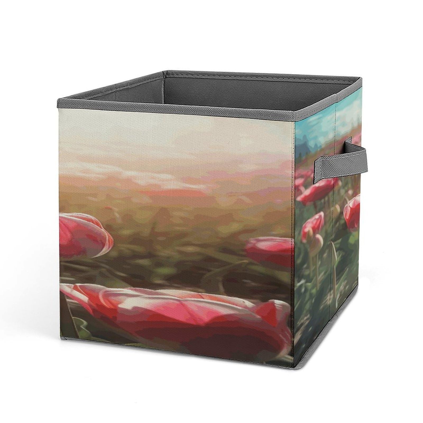Fodpand Style Flowers On Sunlight Background Storage Cubes Foldable Decorative Fabric, Storage Bins Baskets With Handles, Closet Organizers And Storage For Home, Office,Closet, Clothes