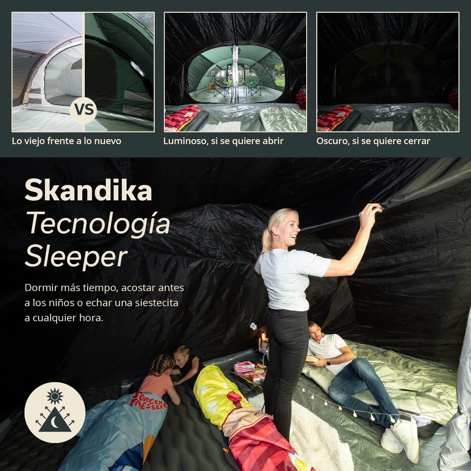 Skandika Gotland 6 - Tienda de campaña Familiar - mosquiteras - Suelo Cosido en Forma de bañera - túnel