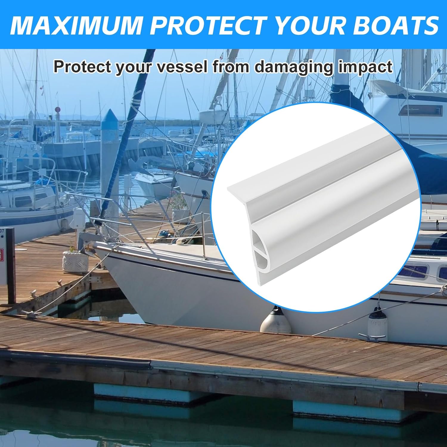 10 Pack Commercial Grade Double Molded Dock Edging White Side Gard, 20 Feet Dock Guard with Heavy Wall Sections for Greater Protection – Commercial Grade Double Molded Material (White)