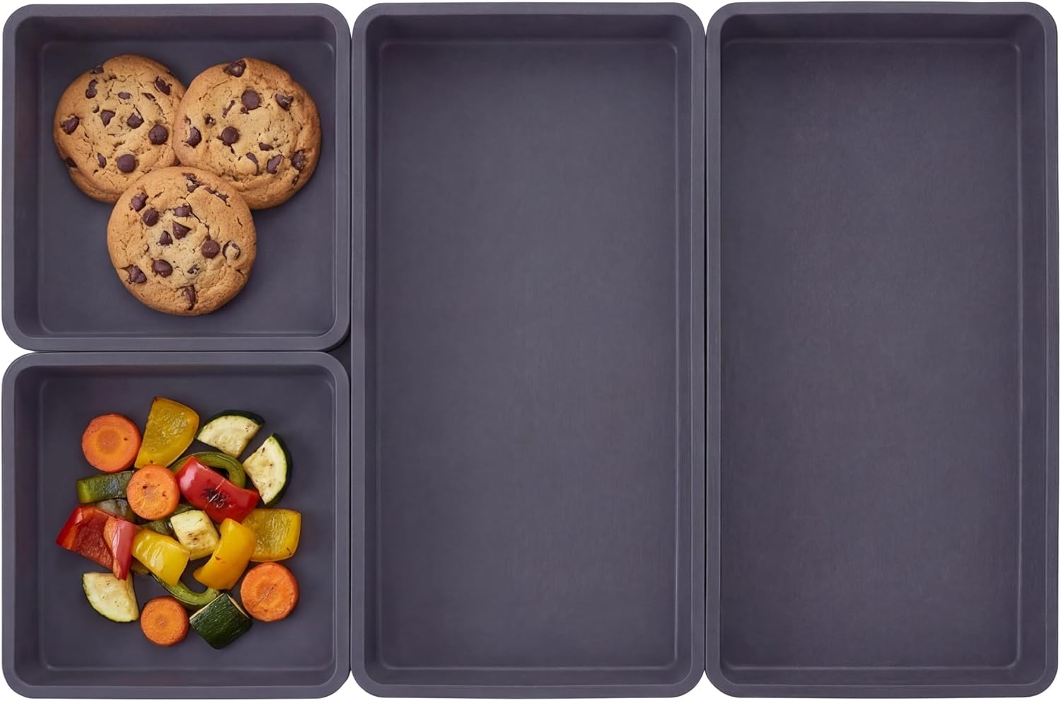4-Pack Silicone Sheet Pan Dividers Nonstick Heat-Resistant Baking Trays for Oven, Multifunctional Silicone Baking Pan for Food Prep & Picnic Storage
