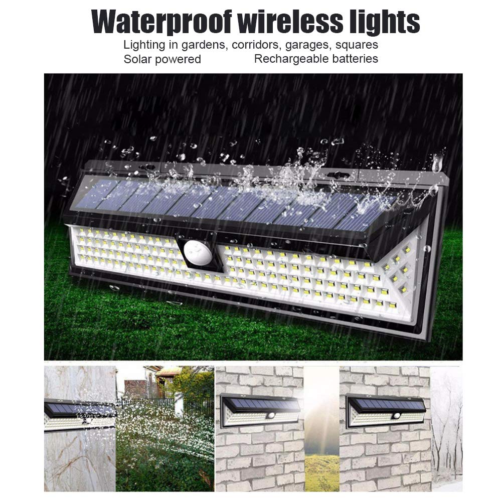 Asixxsix Luz de la Pared Solar, Sensor de Movimiento de 118 Años Iluminación Impermeable con Energía Solar con 3 Modos Batería Recargable, para el Porche de la Vía de Entrada