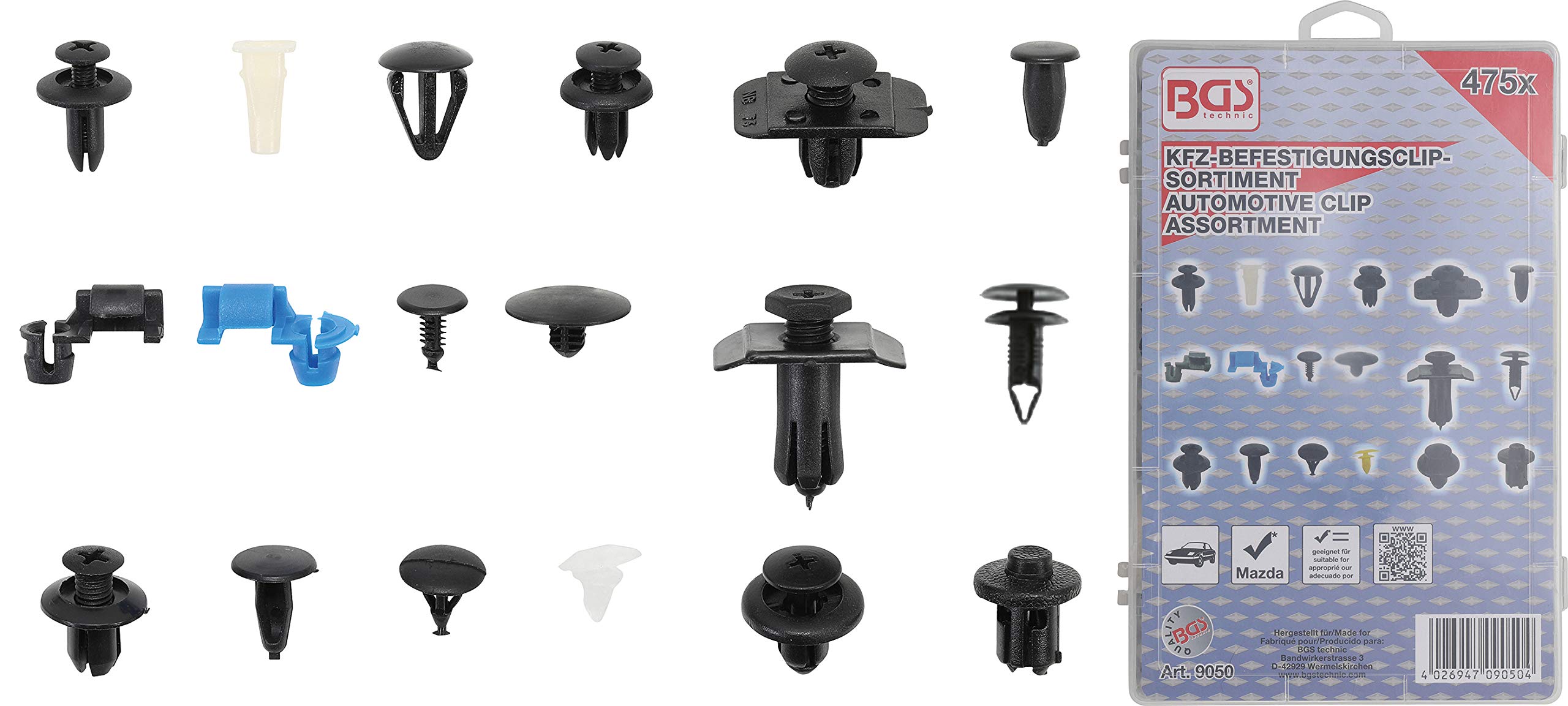 Clips de fixation pour Mazda agrafes de rechange carrosserie kit BGS 9050 475 pièces