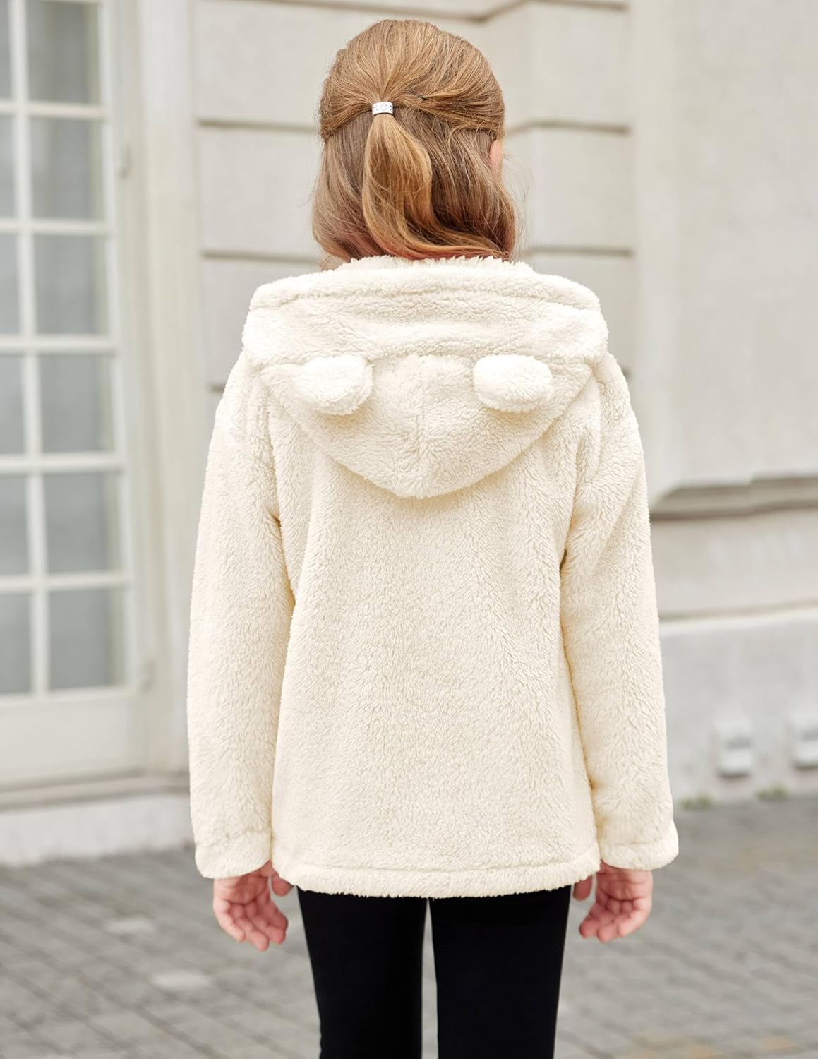 Arshiner Girls Fleece Jacket Kids Zip Up Fall Winter Fuzzy Sherpa Outwear Coat with Pockets - Image 4