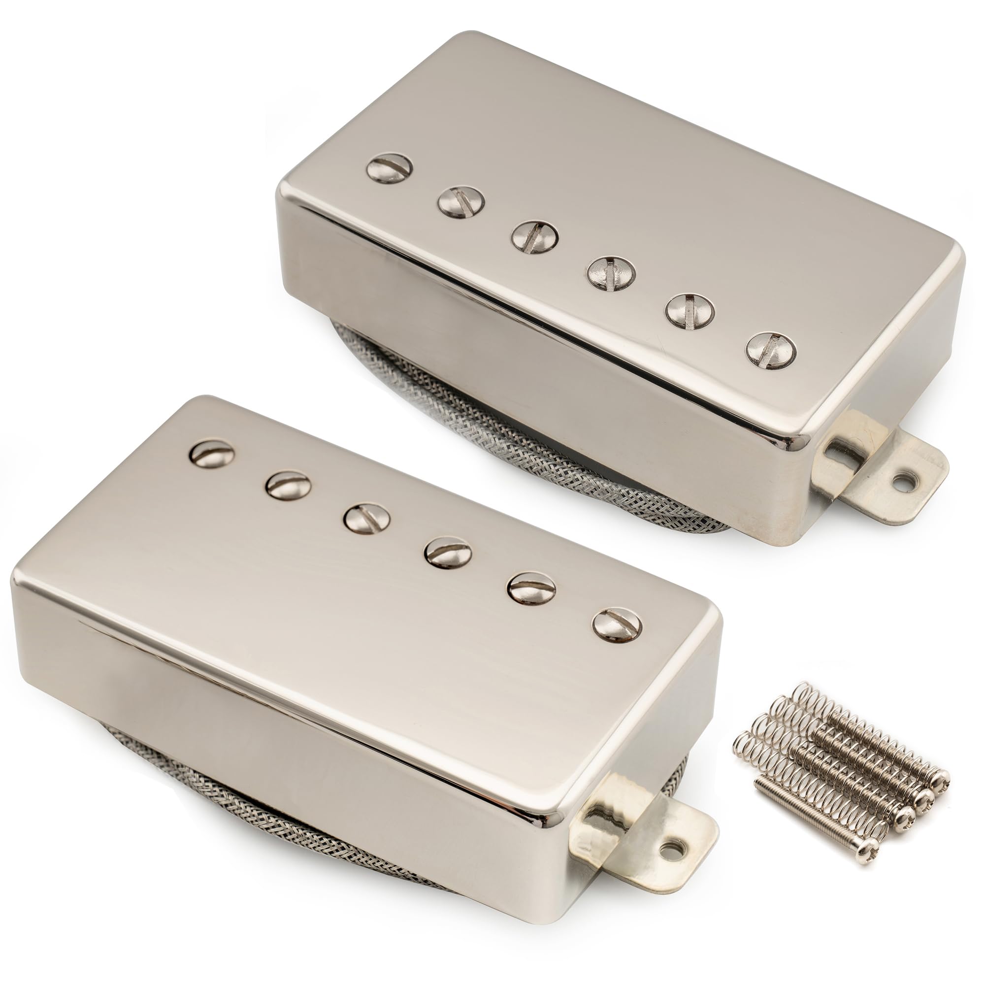 Musiclily Pro LP-CBLA Alnico 5 Pickup Humbucker Copertura Manico Ponte Set 7,8K/8,8K per Chitarra Elettrica tipo LP, Nickel