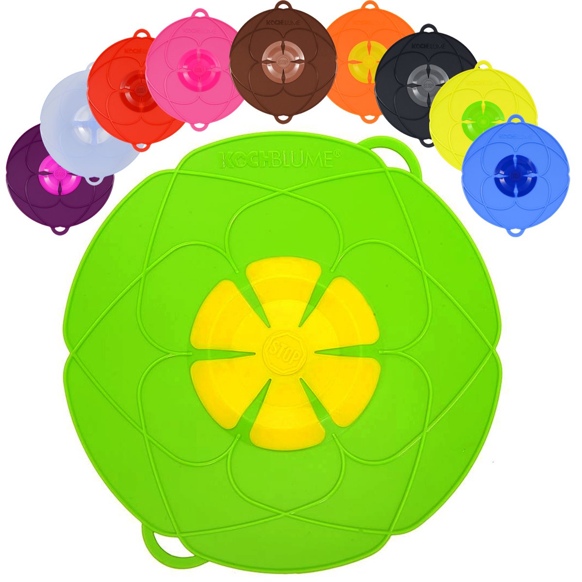 Kochblume Couvercle Anti-débordement, Silicone, Citron Vert, Topfgröße