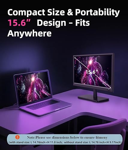 Miniatura 2 de Feihe Televisión inteligente pequeña de 15.6 pulgadas HD 1080P LED, televisión inteligente de pantalla plana con sintonizador ATSC/HDMI/USB/AV para