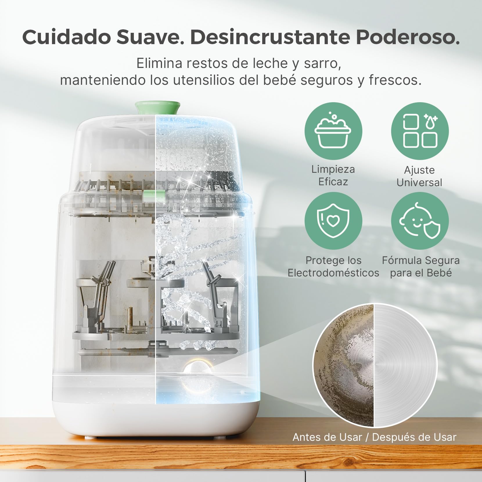 Momcozy Pastillas Descalcificadoras Originales, compatibles con sacaleches Momcozy, calentadores de biberones y esterilizadores; eliminan restos de leche y cal, paquete de 30 unidades