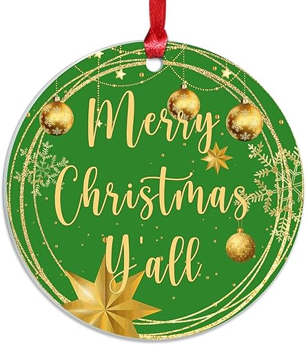 Miniatura 58 de Christmas Ornament Merry Christmas Y'all Christmas Tree Decorations Gold Snowflake Ball Wreath Novelty Acrylic Ornaments Xmas Gift Home Xmas Tree