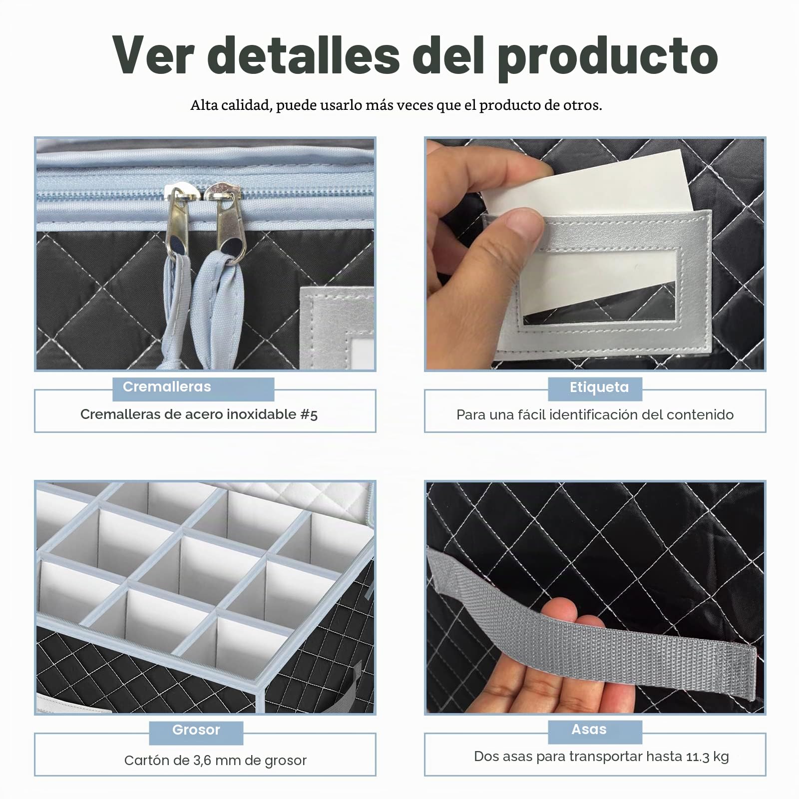 Caja de Almacenamiento de Copas de Vino, Conjunto de 2 Piezas Cajas de Almacenamiento de Stemware para 24 Copas, Con Ventana Etiquetada, Ideal Para Cocina, Bodega y Coche (Negro)