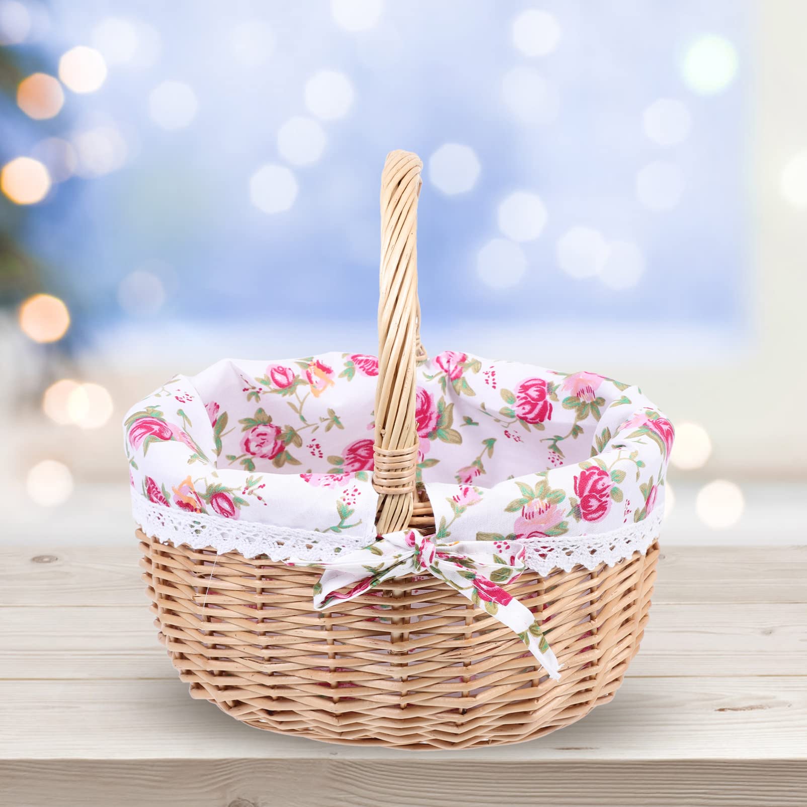 TOPBATHY 2pièces Panier De Pique- Osier avec Poignée Panier à Fruits Portable Résistant pour Camping Et Voyage
