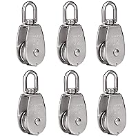 Vista 12 de Rocaris Paquete de 6 Poleas Simples de Elevación M25 con Carga de 330 Libras, Acero Inoxidable 304 de Servicio Pesado Bloque de Polea de Cuerda