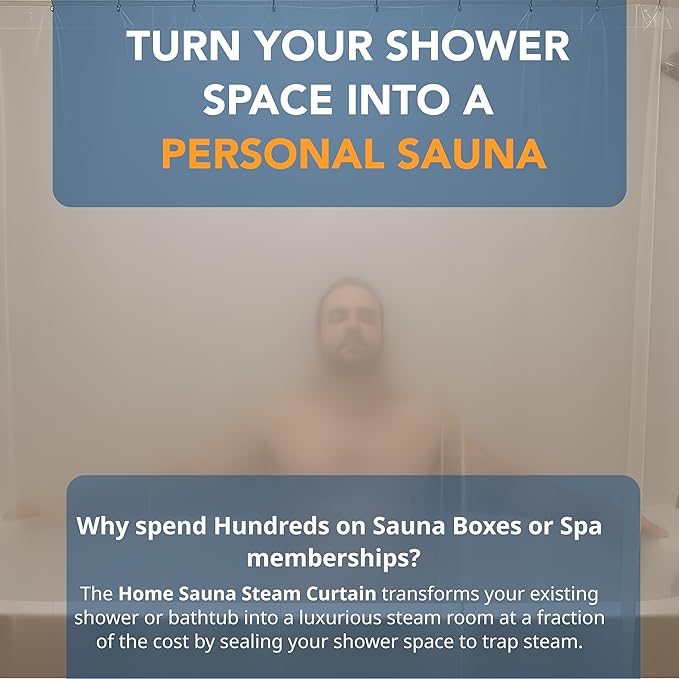 Cortina de Vapor para Sauna - 60x52 pulgadas - Transparente - Home Sauna miniatura 3