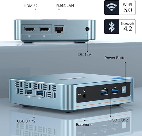 Miniatura 4 de PELADN Mini PC, Intel 11 generación N5095 (hasta 2.9 GHz) Win11 Pro, 8 GB de RAM DDR4, 256 GB SSD, 4K HD, BT4.2, Dual HDMI, WiFi 2.4G5G, Gigabit