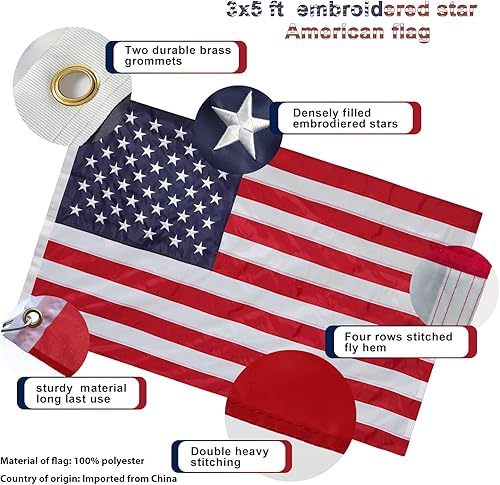 Miniatura 5 de Mástiles de bandera para exteriores con bandera estadounidense de 3 x 5 pulgadas, el kit de mástil de bandera incluye mástil de bandera de casa de 6