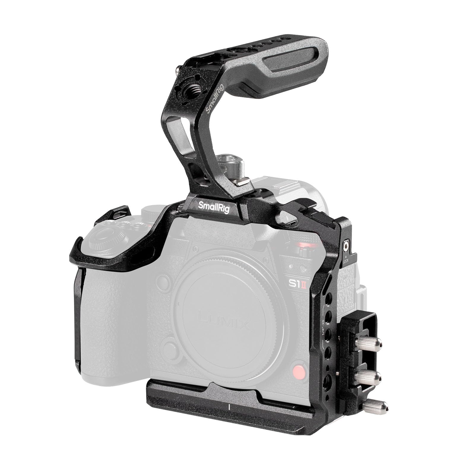 SMALLRIG Kit Gabbia Protettiva Completa per Panasonic S1R II/S1 II/S1 IIE, con Maniglia Superiore e Morsetto per Cavi, Piastra a Sgancio Rapido Integrata per Arca-Swiss, Attacco a Slitta - 5503