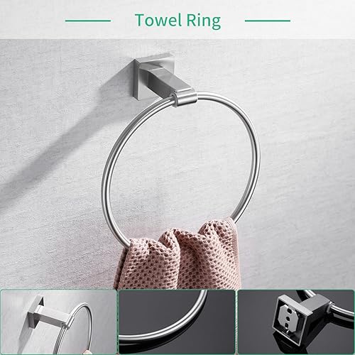 Miniatura 4 de Miyili BS02N5 - Juego de accesorios de baño de 5 piezas para montaje en pared de acero inoxidable cepillado, incluye toallero doble, toallero de