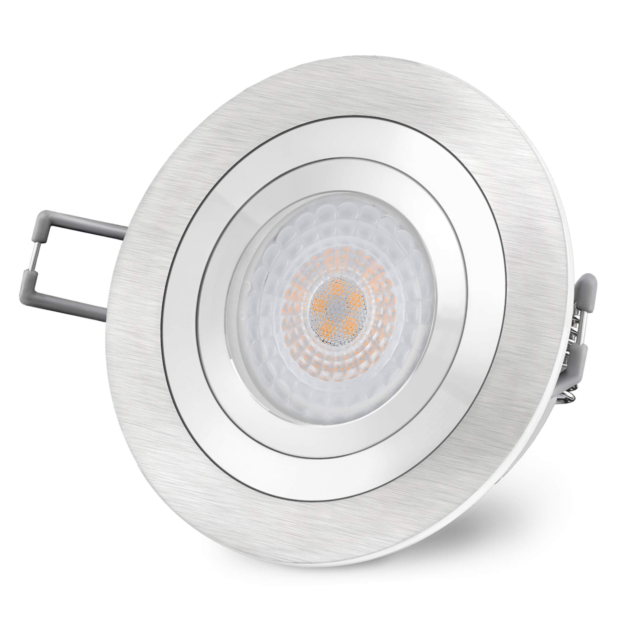 SSC-LUXon RF-2 Einbauleuchte LED flach Set Dimmen ohne Dimmer fourSTEP 4W neutralweiß - 6x Einbaustrahler Alu 230V schwenkbar