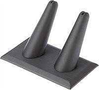 Vista 4 de Plymor Pantalla de dedo de anillo de terciopelo negro, doble en base rectangular, 3.625 pulgadas de ancho x 2.125 pulgadas de profundidad x 2.25