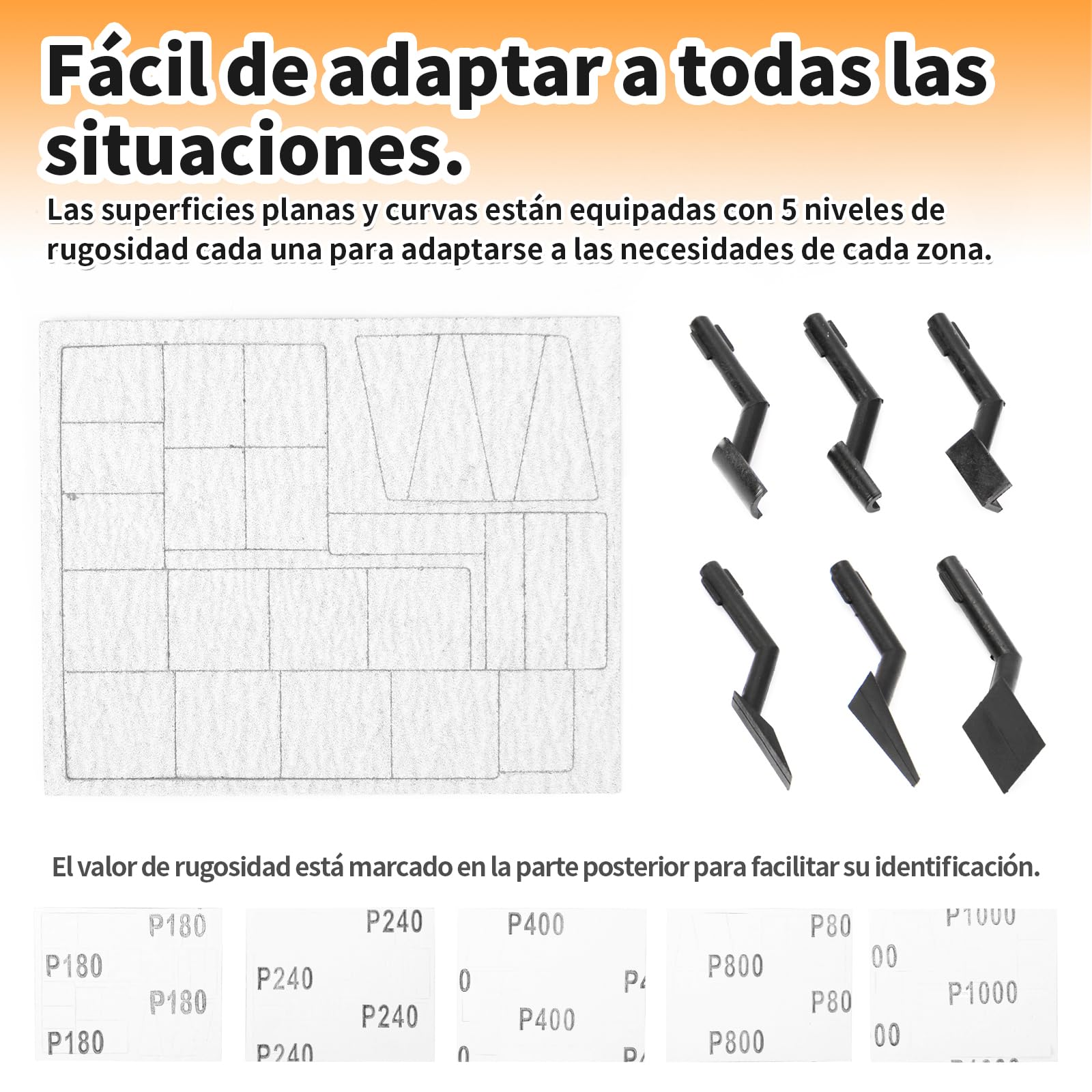 Lijadora recíproca, velocidad variable y carga USB con luz LED, lijadora de lápiz con 6 cabezales de lijado, ideal para lijar, pulir, acabar y manualidades DIY (Azul)