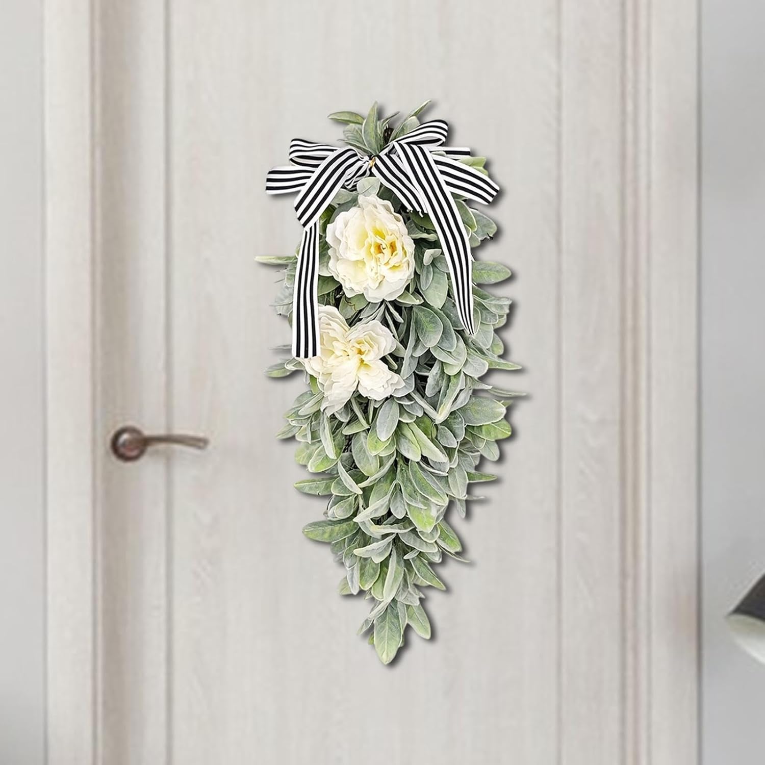 Artificial Teardrop Swag Creative Spring Wreath for Office Window Farmhouse