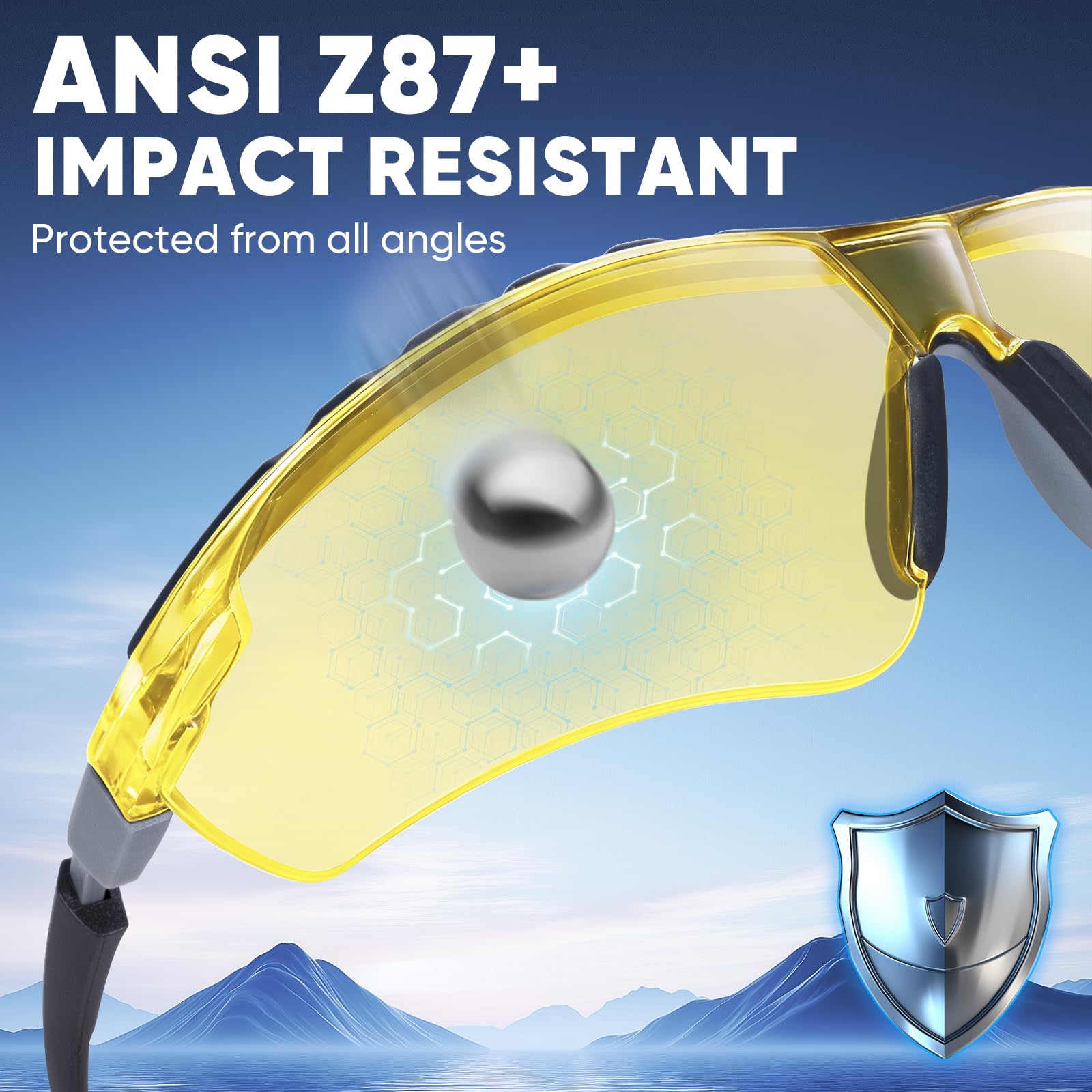 TICONN ANSI Z87.1 - Occhiali di sicurezza anti-appannamento per uomini e donne, antigraffio, con braccia regolabili e protezione UV