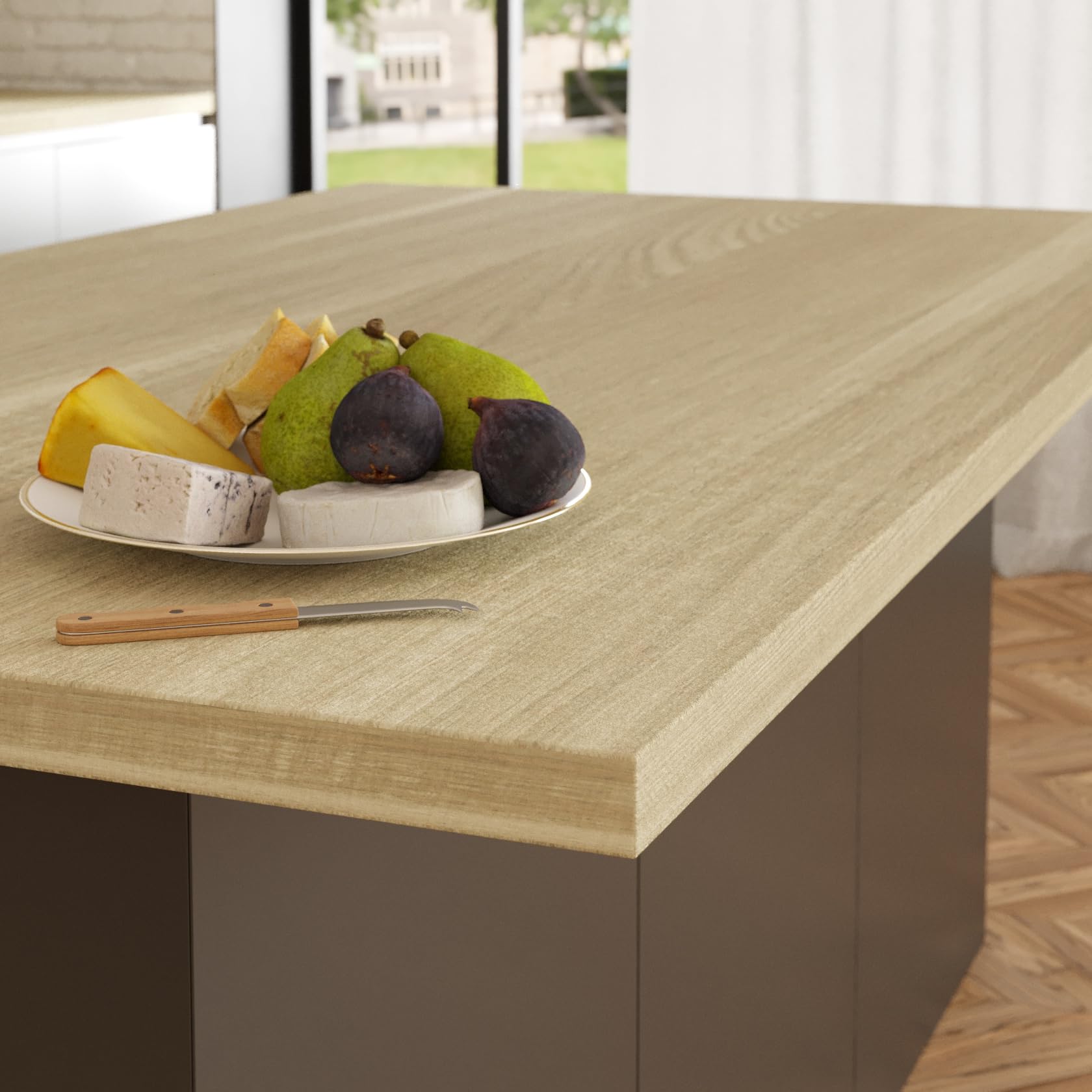 VE.CA – Kücheninsel Erika mit Arbeitsplatte, 120 x 170 x 85 cm, hergestellt in Italien, modernes Küchenschrank mit 3 Türen, ideal als Esstisch, Eiche Rock