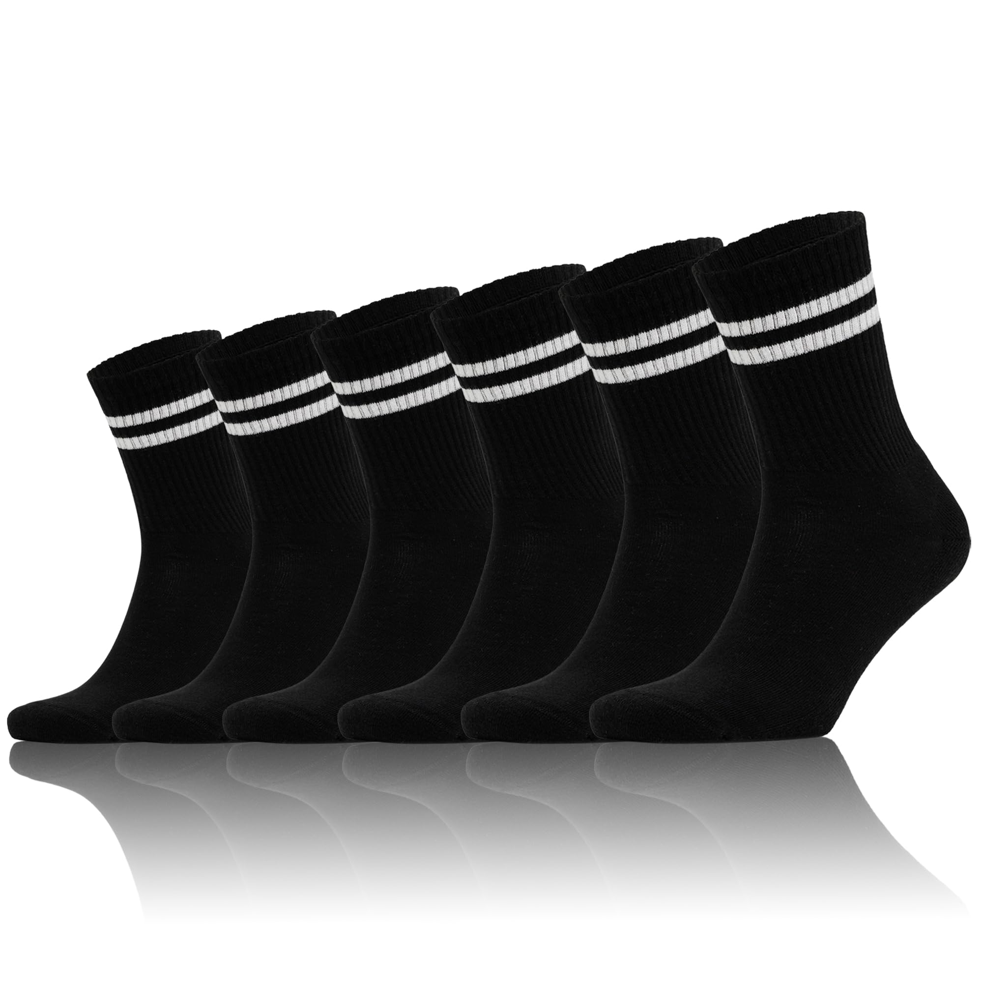 SONNORS 6 Pairs Mens & Womens Black Socks, Anti Blister Athletic Gym Sports Socks, Breathable Moisture-Wicking Cotton Running Trainer Thick Socks (3-5)
