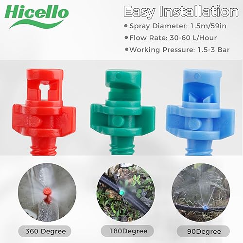 Miniatura 3 de 110 cabezales de micro aspersor de 90180360 grados, boquilla de nebulización, goteros de riego para plantas de jardín, césped, riego de plantas