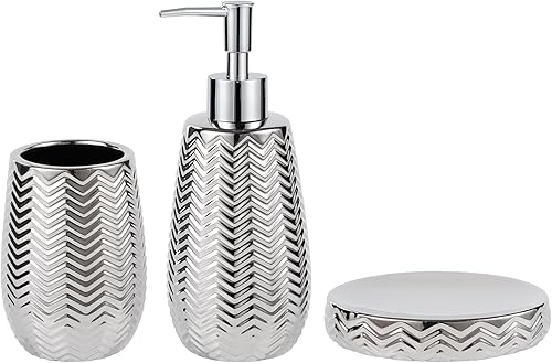 Miniatura 8 de Accesorios de baño dorados 3 piezas de accesorios de baño elegantes, dispensador de jabón dorado, bomba dispensadora de jabón, vaso y jabonera,