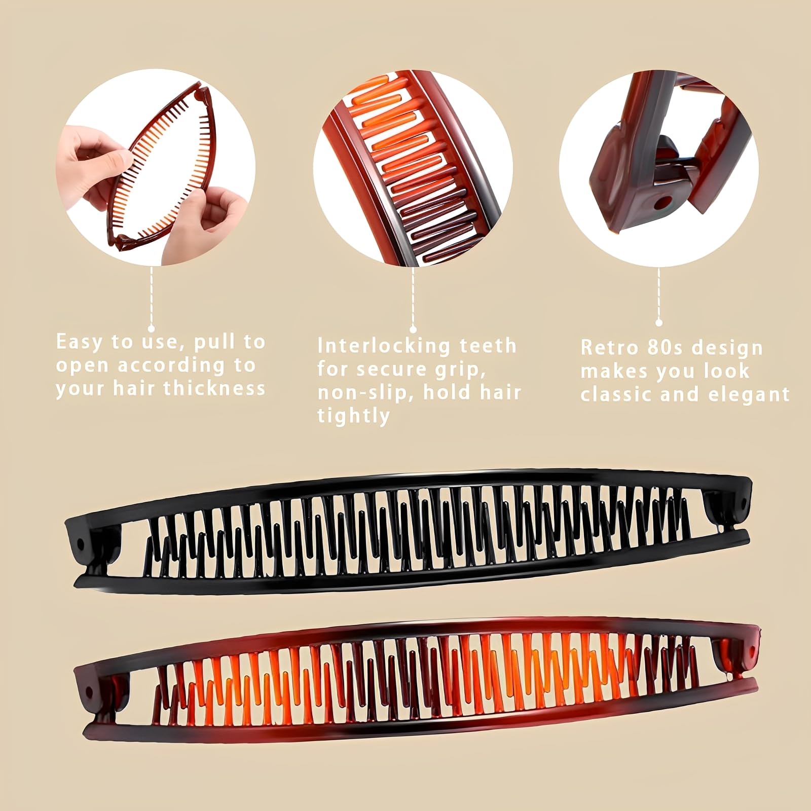 Set Of 4 Pcs Banana Hair Clip,Banana Clip for Thick & Fine Hair,Strong Grip Barrette - Image 4