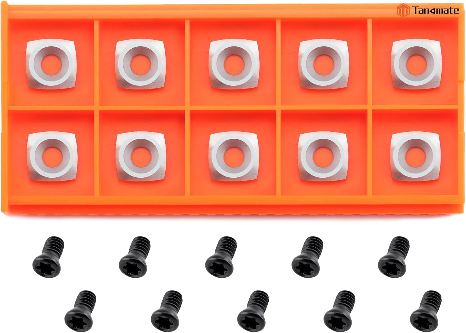 Negative Rake 11x11x2.0mm-R50 with Screws Carbide Replacement Inserts Cutter for Woodturning Lathe Tools.