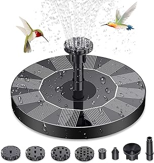 Solar Fountain Pump,1.5W 190L/H Circle Garden Solar Powered Water Pump Floating Fountain Pump with 6 Nozzles, 2020 Upgraded Solar Powered Water Fountain Pump for Birdbaths & Ponds