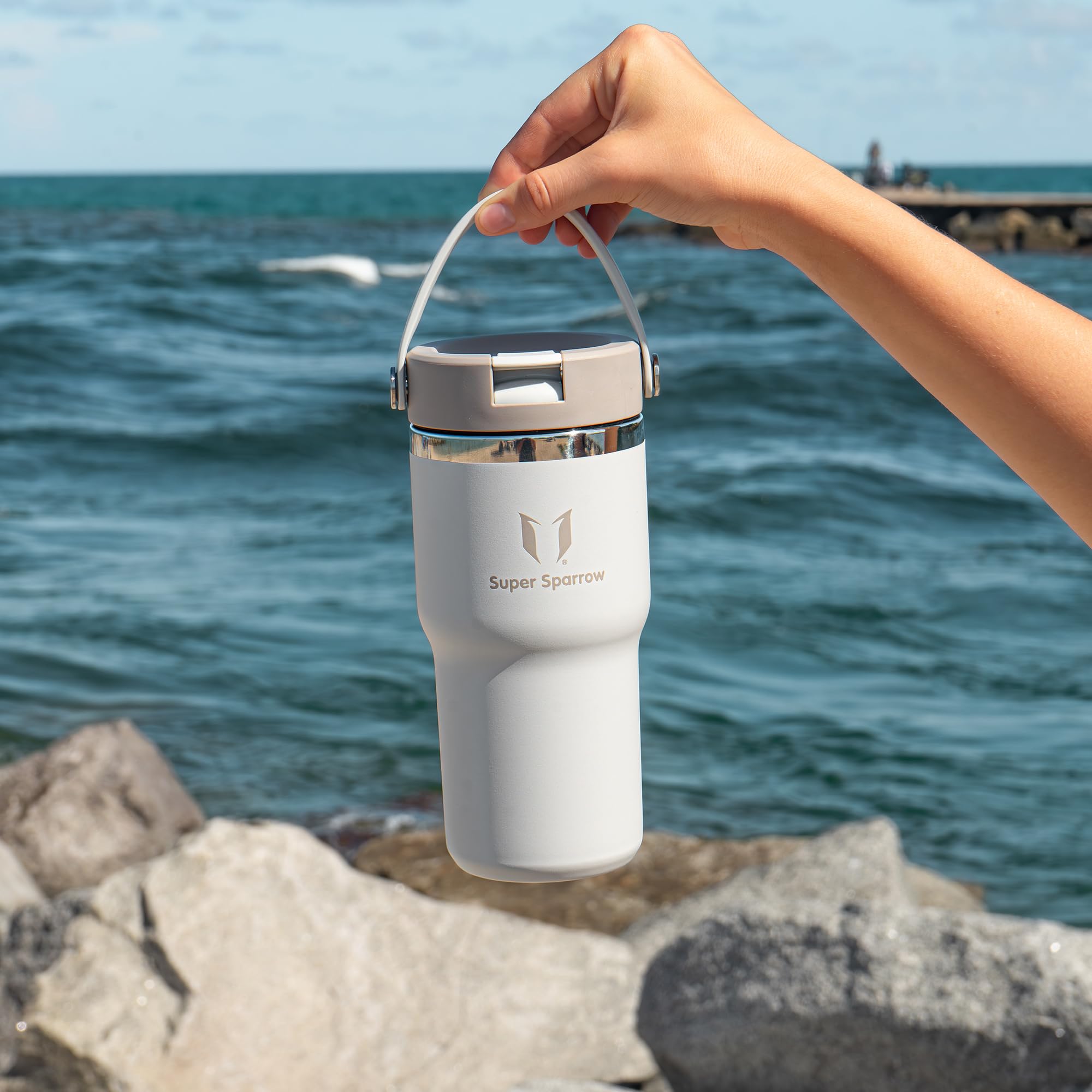 Sparrow Borraccia Termica 900ml - Twistpath Borracce con Tappo Flex con Cannuccia - Senza BPA & Perdite Bottiglia Acqua - Inox Borracce Termiche Per Portabevande - Ideale Per Casa, Ufficio O Auto